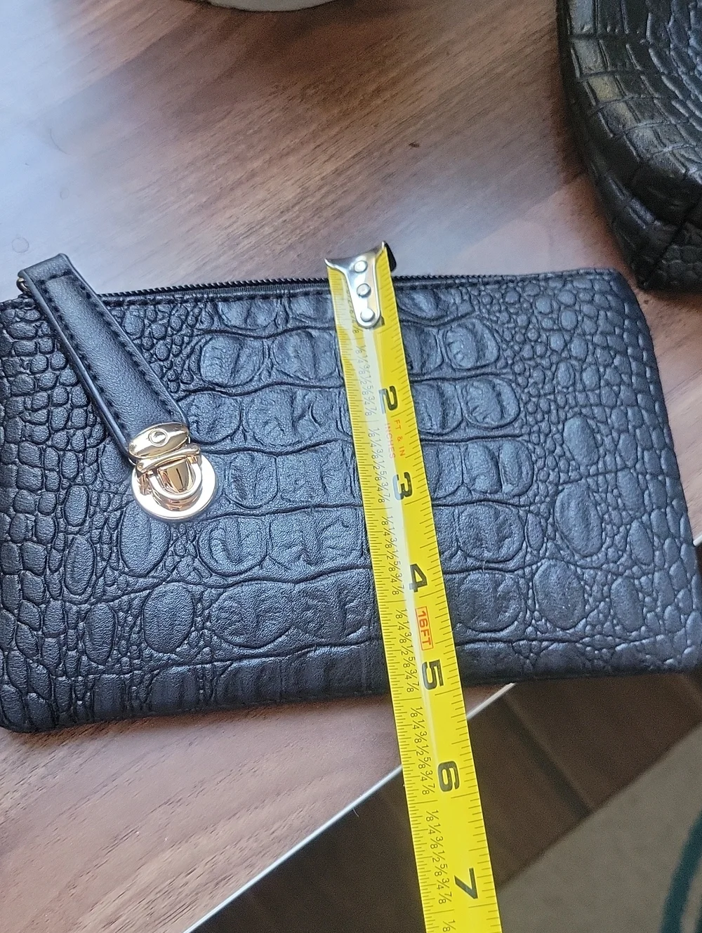Black Croc-Embossed Cosmetic Bag Set